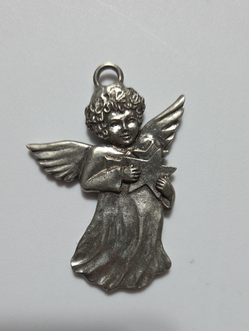 1993 Seagull Pewter Angel Christmas Ornament Holding Star Vintage